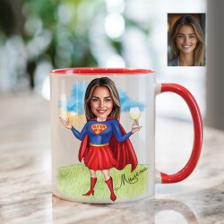 Чаша с карикатура на жена супергерой - Супер мама