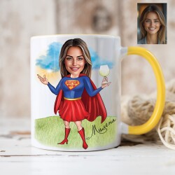 Чаша с карикатура на жена супергерой - Супер мама