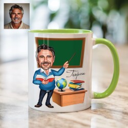 Чаша с карикатура на мъж учител - преподавател