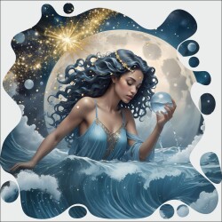 Дървен пъзел "Зодия Водолей" –  с фигурни елементи