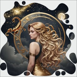 Дървен пъзел "Зодия Скорпион" –  с фигурни елементи