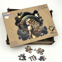 Дървен пъзел "Зодия Скорпион" –  с фигурни елементи