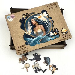 Дървен пъзел "Зодия Риби "  –  с фигурни елементи