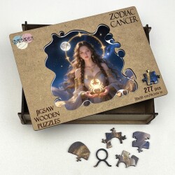 Дървен пъзел "Зодия Рак" –  с фигурни елементи