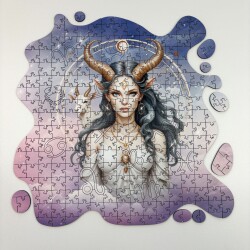 Дървен пъзел "Зодия Козирог" –  с фигурни елементи