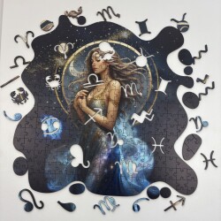 Дървен пъзел "Зодия Дева" –  с фигурни елементи