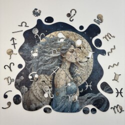 Дървен пъзел "Зодия Лъв" –  с фигурни елементи