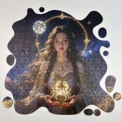 Дървен пъзел "Зодия Рак" –  с фигурни елементи