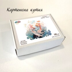 Дървен пъзел "Зодия Риби " Голд –  с фигурни елементи