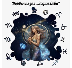 Дървен пъзел "Зодия Дева" –  с фигурни елементи