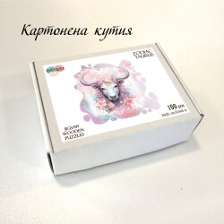 Дървен пъзел "Зодия Телец" –  с фигурни елементи