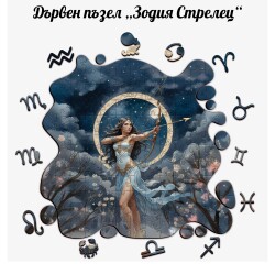 Дървен пъзел "Зодия Стрелец" –  с фигурни елементи