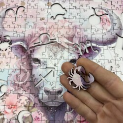 Дървен пъзел "Зодия Телец" –  с фигурни елементи