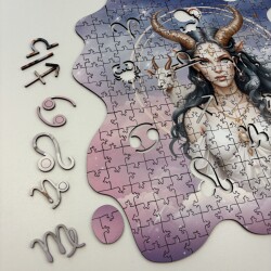 Дървен пъзел "Зодия Козирог" –  с фигурни елементи