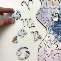 Дървен пъзел "Зодия Близнаци" –  с фигурни елементи