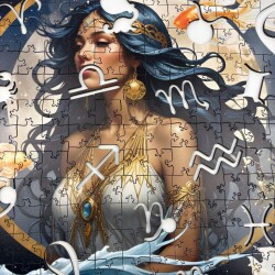 Дървен пъзел "Зодия Риби "  –  с фигурни елементи