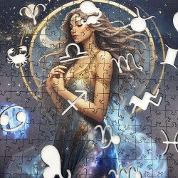 Дървен пъзел "Зодия Дева" –  с фигурни елементи