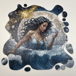 Дървен пъзел "Зодия Водолей" –  с фигурни елементи