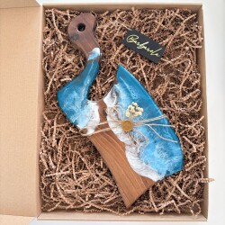 Дървена дъска от орех с епоксидна смола – за рязане и сервиране 008