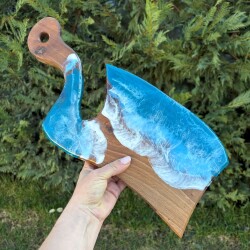 Дървена дъска от орех с епоксидна смола – за рязане и сервиране 008