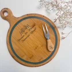 Светеща дъска от бамбук с нож за сирена  012