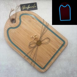 Светеща дъска от бамбук с нож за сирена 014