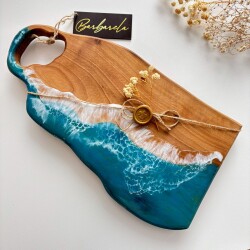 Дървена дъска от орех с епоксидна смола – за рязане и сервиране 017