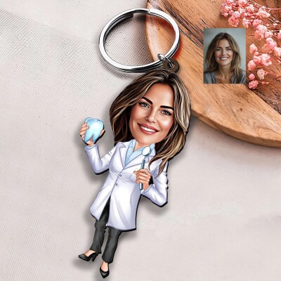 Ключодържател Зъболекарка със зъб и огледалце Ключодържател Зъболекарка със зъб и огледалце