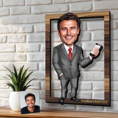 3Д карикатура Бизнесмен с телефон 3Д карикатура Бизнесмен с телефон