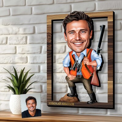 3Д карикатура Ловец с пушка 3Д карикатура Ловец с пушка