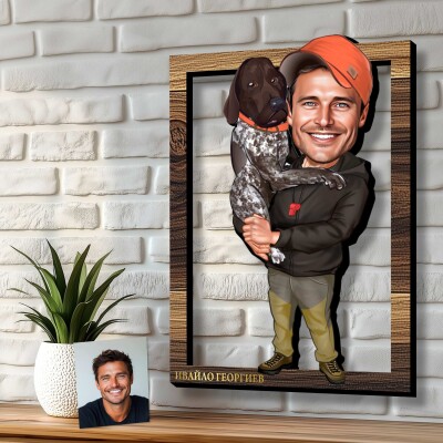 3Д карикатура Ловец с куче 3Д карикатура Ловец с куче