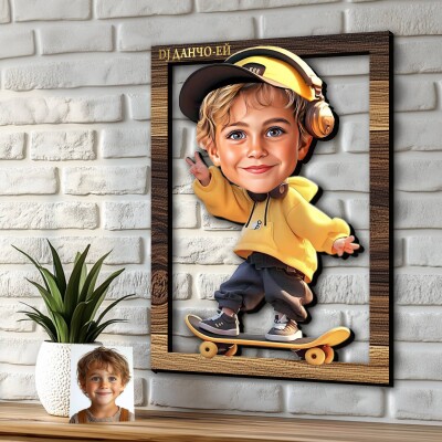 3Д карикатура Скейтбордист 3Д карикатура Скейтбордист