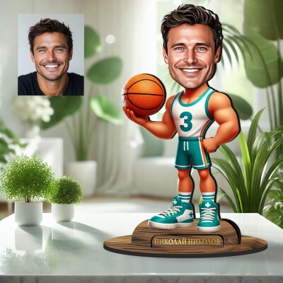 3Д дървен плакет - Карикатура Баскетболист 3Д дървен плакет - Карикатура Баскетболист