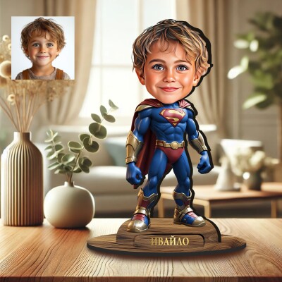 3Д дървен плакет - Карикатура Супергерой 3Д дървен плакет - Карикатура Супергерой