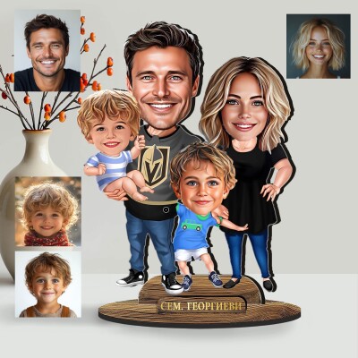 3Д дървен плакет - Карикатура Семейство 3Д дървен плакет - Карикатура Семейство