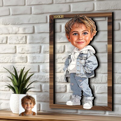 3Д карикатура на дете - момче с дънкови дрехи 3Д карикатура на дете - момче с дънкови дрехи