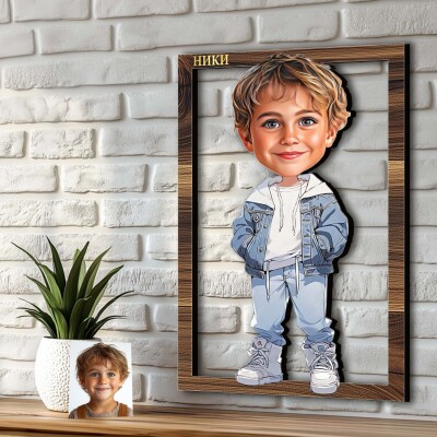 3Д карикатура на дете - момче с дънкови дрехи 2 3Д карикатура на дете - момче с дънкови дрехи 2