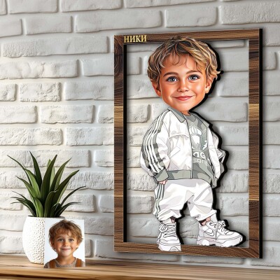 3Д карикатура на дете - момче с бели спортни дрехи 3Д карикатура на дете - момче с бели спортни дрехи