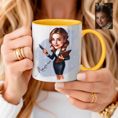 Чаша с карикатура на жена - Офис мениджър Чаша с карикатура на жена - Офис мениджър