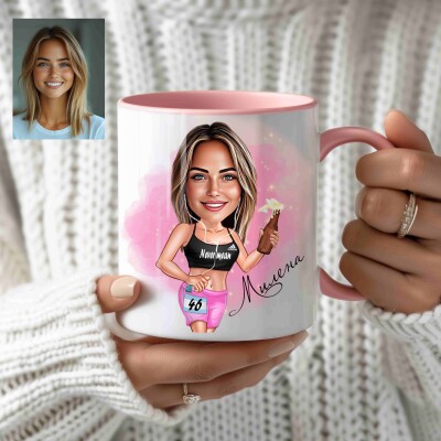 Чаша с карикатура на жена спортист - Бирена миля Чаша с карикатура на жена спортист - Бирена миля