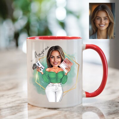 Чаша с карикатура на жена - гримьорка Чаша с карикатура на жена - гримьорка