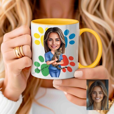 Чаша с карикатура на жена - ветеринарен лекар Чаша с карикатура на жена - ветеринарен лекар