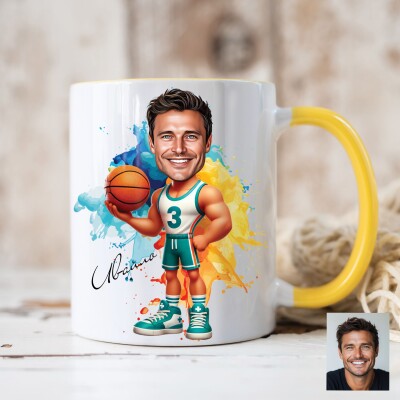 Чаша с карикатура на мъж спортист - баскетболист Чаша с карикатура на мъж спортист - баскетболист