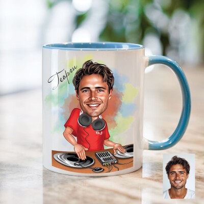 Чаша с карикатура на мъж диджей (DJ) - Готов за парти Чаша с карикатура на мъж диджей (DJ) - Готов за парти