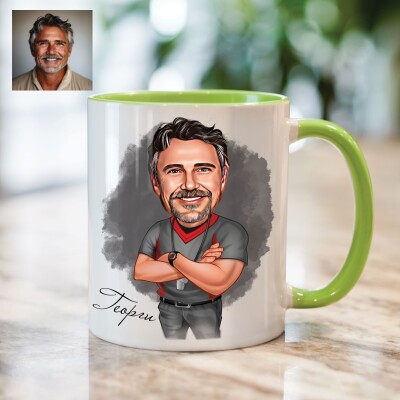 Чаша с карикатура на мъж - треньор Чаша с карикатура на мъж - треньор