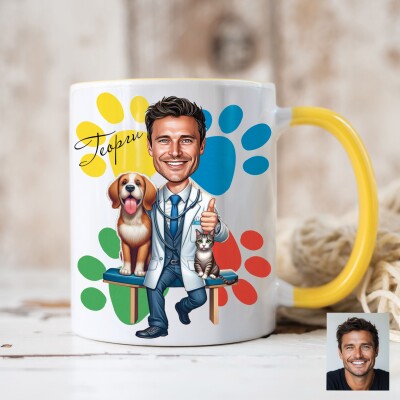 Чаша с карикатура на мъж - ветеринарен лекар Чаша с карикатура на мъж - ветеринарен лекар