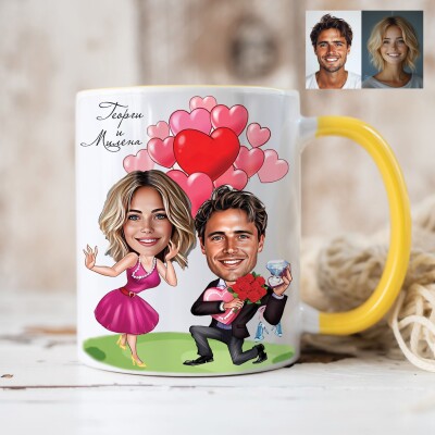 Чаша с карикатура на мъж и жена - Любовни подаръци Чаша с карикатура на мъж и жена - Любовни подаръци