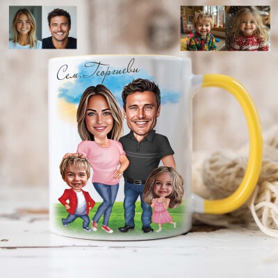 Чаша с карикатура на семейство Чаша с карикатура на семейство