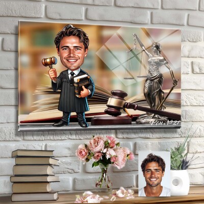 Стъклена карикатура на мъж съдия - Съдебен спор Стъклена карикатура на мъж съдия - Съдебен спор