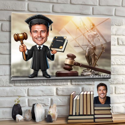 Стъклена карикатура на мъж съдия, адвокат - Съдебен спор Стъклена карикатура на мъж съдия, адвокат - Съдебен спор